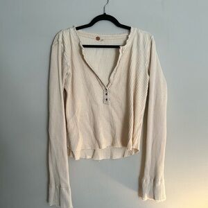 Free people white waffle long sleeve